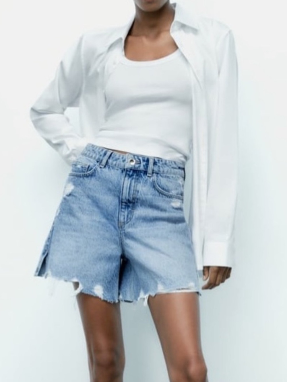 ZARA NEW Women's High Rise Jean Shorts